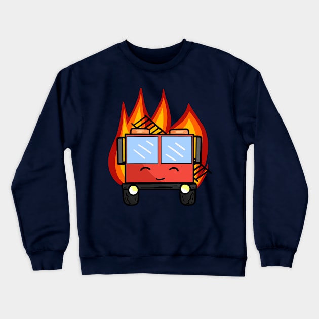 Fire Engine (on fire) Crewneck Sweatshirt by Sparkleweather